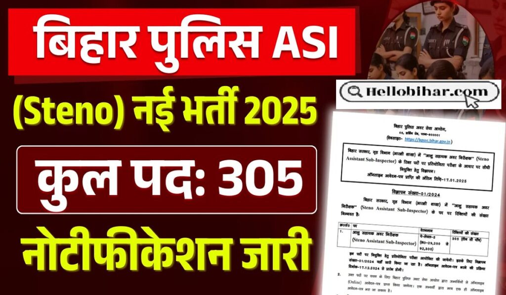 Bihar Police ASI Steno Vacancy 2025